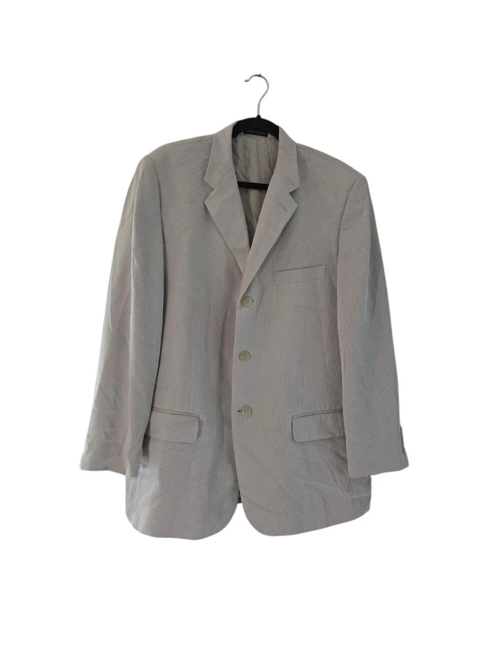 Pierre Cardin Silk Lined Men's Light Cream Color Three-Button Blazer Sze 44 Reg